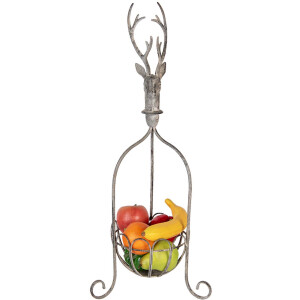 Clayre & Eef 5Y1320 Cesto decorativo testa di cervo grigio vintage 28x28x68 cm