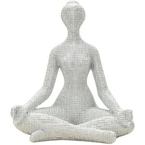 Donnina Yoga Argento Statuetta Decorativa in Resina...