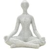 Donnina Yoga Argento Statuetta Decorativa in Resina Bianca e Argento 20,5x15,5x23 cm