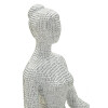Donnina Yoga Argento Statuetta Decorativa in Resina Bianca e Argento 20,5x15,5x23 cm