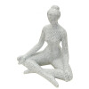 Donnina Yoga Argento Statuetta Decorativa in Resina Bianca e Argento 20,5x15,5x23 cm