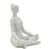 Donnina Yoga Argento Statuetta Decorativa in Resina Bianca e Argento 20,5x15,5x23 cm
