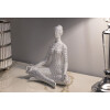 Donnina Yoga Argento Statuetta Decorativa in Resina Bianca e Argento 20,5x15,5x23 cm