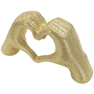Scultura Mani Amanti Dorata Polyresin 25x7.5x13.5cm Decorazione a Forma di Cuore