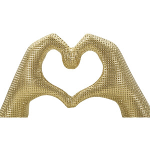 Scultura Mani Amanti Dorata Polyresin 25x7.5x13.5cm Decorazione a Forma di Cuore