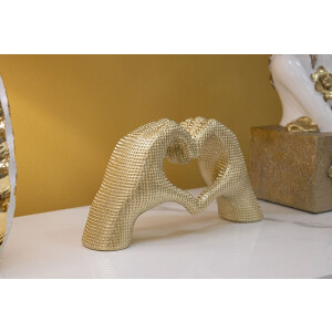 Scultura Mani Amanti Dorata Polyresin 25x7.5x13.5cm Decorazione a Forma di Cuore