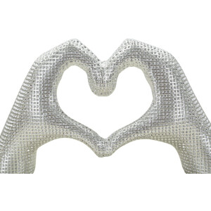 Lover Silver Scultura in resina argento 25x7.5x13.5 cm mani a forma di cuore