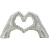 Lover Silver Scultura in resina argento 25x7.5x13.5 cm mani a forma di cuore