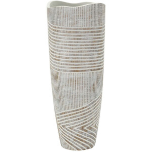 Mauro Ferretti Vaso effetto legno Ø 18x45 cm bianco perla