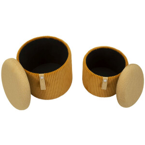 Bolzano Set pouf con contenitore senape 2pz Ø38x38cm Ø32x28cm