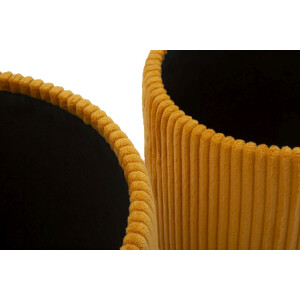 Bolzano Set pouf con contenitore senape 2pz Ø38x38cm Ø32x28cm