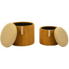 Bolzano Set pouf con contenitore senape 2pz Ø38x38cm Ø32x28cm