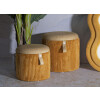 Bolzano Set pouf con contenitore senape 2pz Ø38x38cm Ø32x28cm