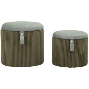 Bolzano Set 2 pouf verdi Ø38x38 e Ø32x28 cm...