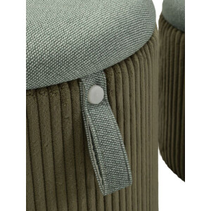 Bolzano Set 2 pouf verdi Ø38x38 e Ø32x28 cm con contenitore