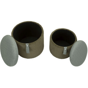 Bolzano Set 2 pouf verdi Ø38x38 e Ø32x28 cm con contenitore