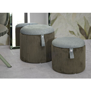 Bolzano Set 2 pouf verdi Ø38x38 e Ø32x28 cm con contenitore