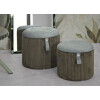 Bolzano Set 2 pouf verdi Ø38x38 e Ø32x28 cm con contenitore