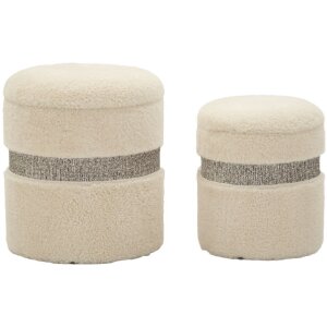 Saint-Moritz Set 2 puff con contenitore Creme...