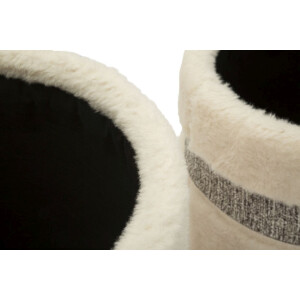 Saint-Moritz Set 2 puff con contenitore Creme Ø40x47 cm Ø32x38 cm