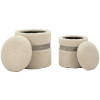 Saint-Moritz Set 2 puff con contenitore Creme Ø40x47 cm Ø32x38 cm