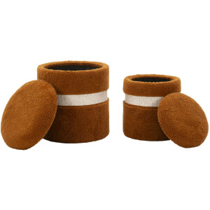 Saint-Moritz Set 2 pouf contenitori Ø40x47cm Ø32x38cm Marrone