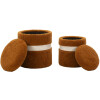 Saint-Moritz Set 2 pouf contenitori Ø40x47cm Ø32x38cm Marrone