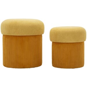 Aspen Set 2 puff con contenitore senape 42x44/35x37 cm...
