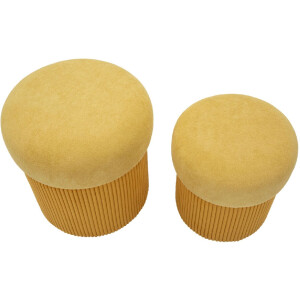 Aspen Set 2 puff con contenitore senape 42x44/35x37 cm...