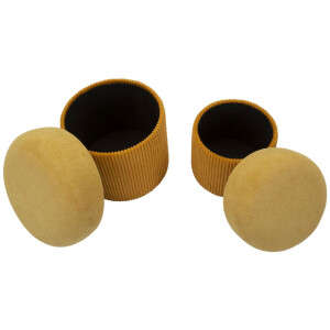Aspen Set 2 puff con contenitore senape 42x44/35x37 cm velluto