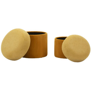 Aspen Set 2 puff con contenitore senape 42x44/35x37 cm velluto