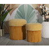 Aspen Set 2 puff con contenitore senape 42x44/35x37 cm velluto