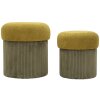 Set pouf contenitore Aspen verde 2 pezzi Ø42x44cm Ø35x37cm velluto poliestere