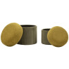 Set pouf contenitore Aspen verde 2 pezzi Ø42x44cm Ø35x37cm velluto poliestere