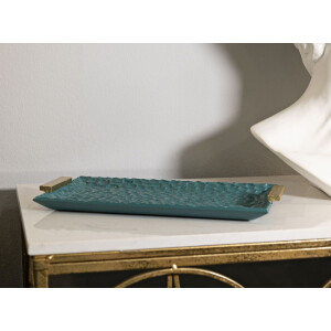 Grent Vassoio 34x19,5x3 cm Verde Oro Decorativo non alimentare