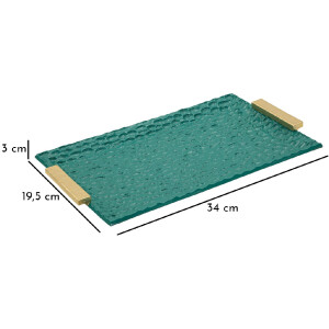 Grent Vassoio 34x19,5x3 cm Verde Oro Decorativo non alimentare