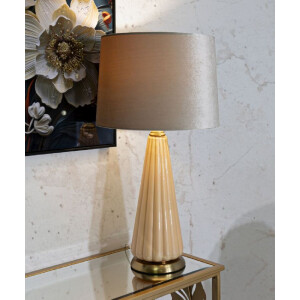 Perly Lampada da tavolo Ø36,5x68,5cm vetro oro paralume in tessuto