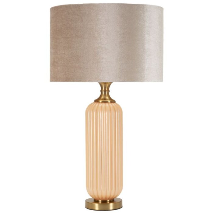 Perly Lampada da tavolo vetro scanalato paralume madreperla oro ø35,5x64cm E27