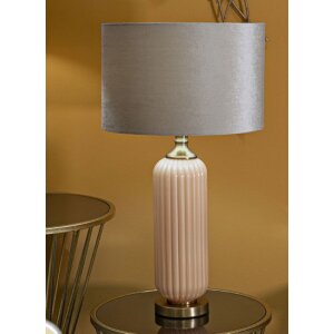 Perly Lampada da tavolo vetro scanalato paralume madreperla oro ø35,5x64cm E27