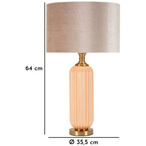 Perly Lampada da tavolo vetro scanalato paralume madreperla oro ø35,5x64cm E27