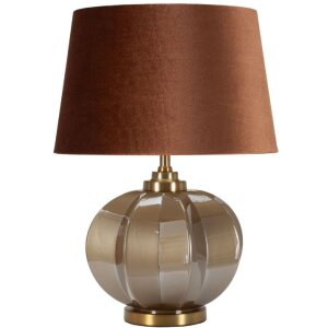 Praga Lampada da tavolo vetro ferro stoffa marrone oro...