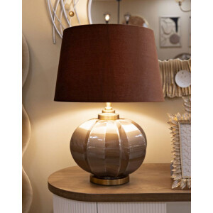 Praga Lampada da tavolo vetro ferro stoffa marrone oro 40,5x57cm