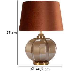 Praga Lampada da tavolo vetro ferro stoffa marrone oro 40,5x57cm