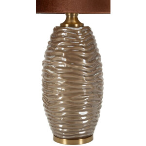 Prague Lampada da tavolo vetro ferro stoffa marrone oro Ø45.5x79cm E27 max40W