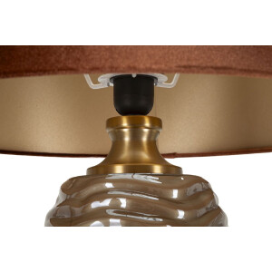 Prague Lampada da tavolo vetro ferro stoffa marrone oro Ø45.5x79cm E27 max40W