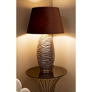 Prague Lampada da tavolo vetro ferro stoffa marrone oro Ø45.5x79cm E27 max40W