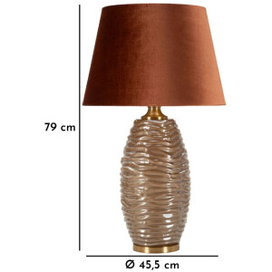Prague Lampada da tavolo vetro ferro stoffa marrone oro Ø45.5x79cm E27 max40W