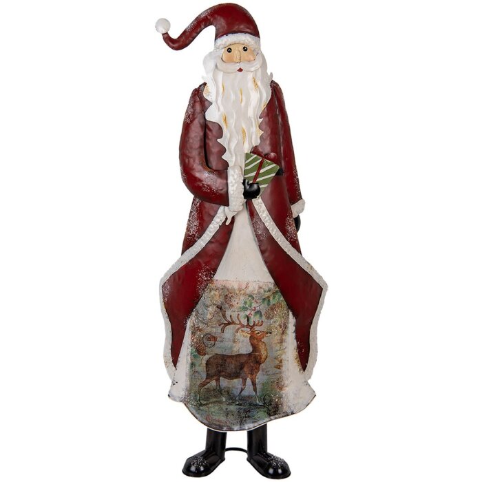 Decorazione Babbo Natale Clayre & Eef 5Y1317 in Metallo 33x16x85 cm Rosso Bianco