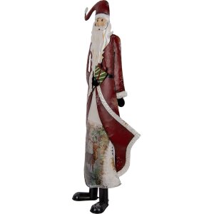 Decorazione Babbo Natale Clayre & Eef 5Y1317 in Metallo 33x16x85 cm Rosso Bianco