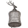 Gabbia decorativa con testa di cervo Clayre & Eef Grigio Antico Ø26x50cm Stile Vintage